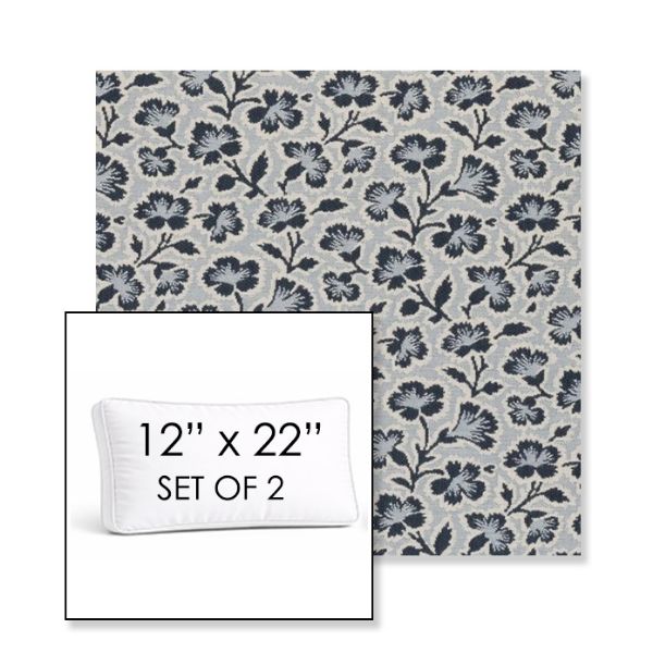 Picture of Mia Sapphire | Set of 2 | 12" x 22" Sunbrella Boxed Outdoor Throw Pillows with Premium Inserts