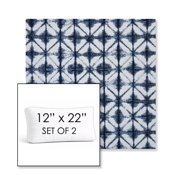 Picture of Midori Indigo | Set of 2 | 12" x 22" Sunbrella Boxed Outdoor Throw Pillows with Premium Inserts