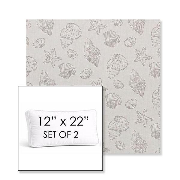 Picture of Nantucket Fossil | Set of 2 | 12" x 22" Sunbrella Boxed Outdoor Throw Pillows with Premium Inserts
