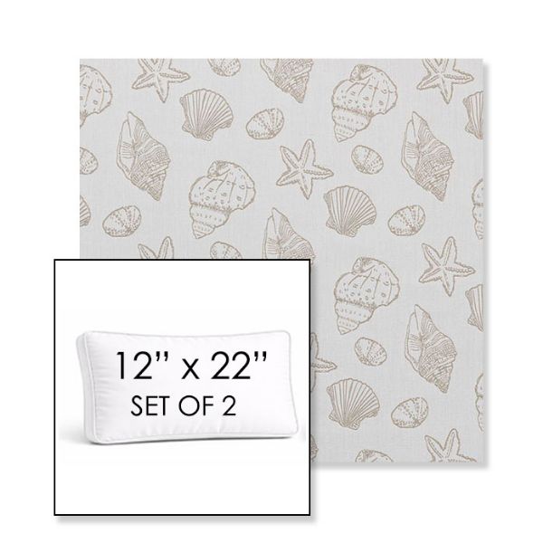 Picture of Nantucket Suntan | Set of 2 | 12" x 22" Sunbrella Boxed Outdoor Throw Pillows with Premium Inserts