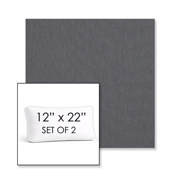 Picture of Natte Charcoal Chine | Set of 2 | 12" x 22" Sunbrella Boxed Outdoor Throw Pillows with Premium Inserts