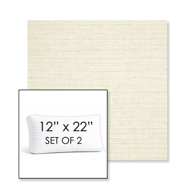Picture of Piazza Parchment | Set of 2 | 12" x 22" Sunbrella Boxed Outdoor Throw Pillows with Premium Inserts