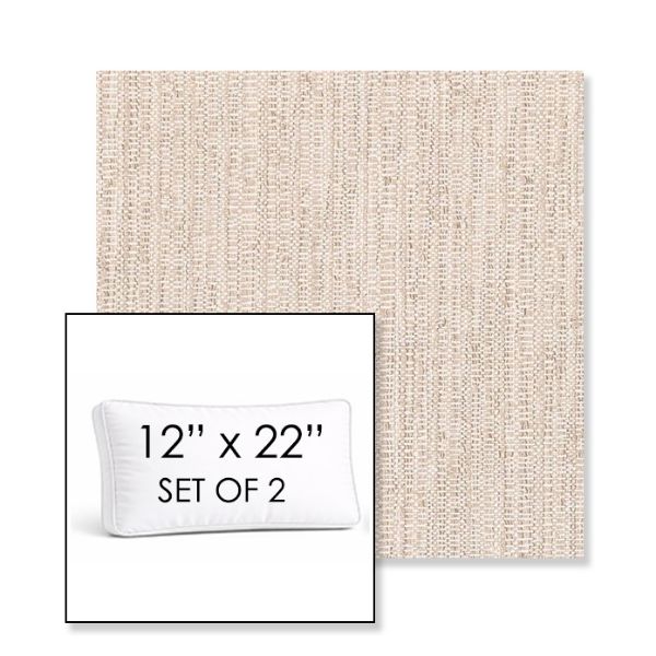 Picture of Poros Linen | Set of 2 | 12" x 22" Sunbrella Boxed Outdoor Throw Pillows with Premium Inserts