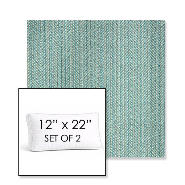 Picture of Posh Aqua | Set of 2 | 12" x 22" Sunbrella Boxed Outdoor Throw Pillows with Premium Inserts