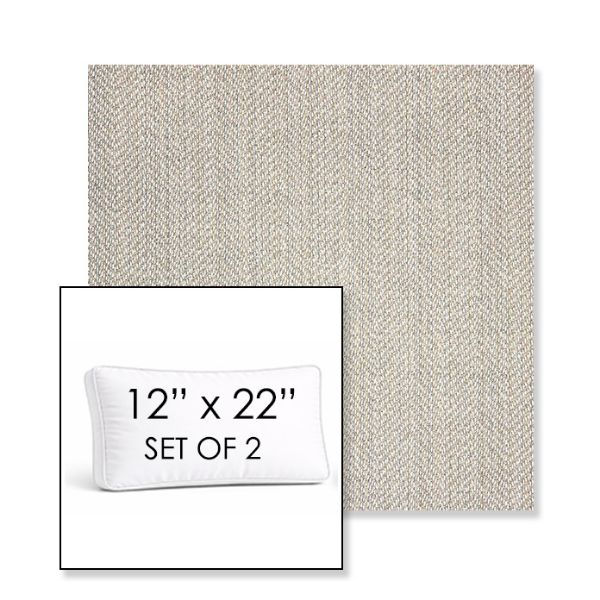 Picture of Posh Pebble | Set of 2 | 12" x 22" Sunbrella Boxed Outdoor Throw Pillows with Premium Inserts