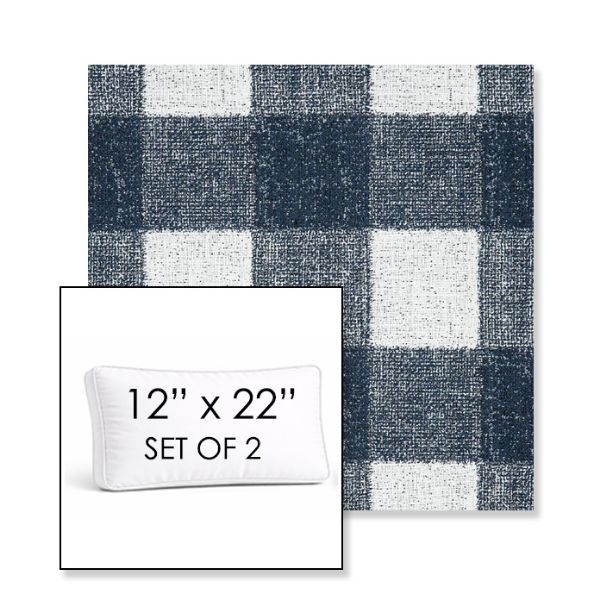 Picture of Preso Indigo | Set of 2 | 12" x 22" Sunbrella Boxed Outdoor Throw Pillows with Premium Inserts