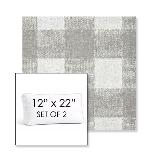 Picture of Preso Pebble | Set of 2 | 12" x 22" Sunbrella Boxed Outdoor Throw Pillows with Premium Inserts