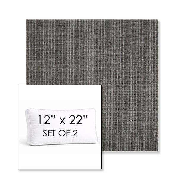 Picture of Proven Charcoal | Set of 2 | 12" x 22" Sunbrella Boxed Outdoor Throw Pillows with Premium Inserts
