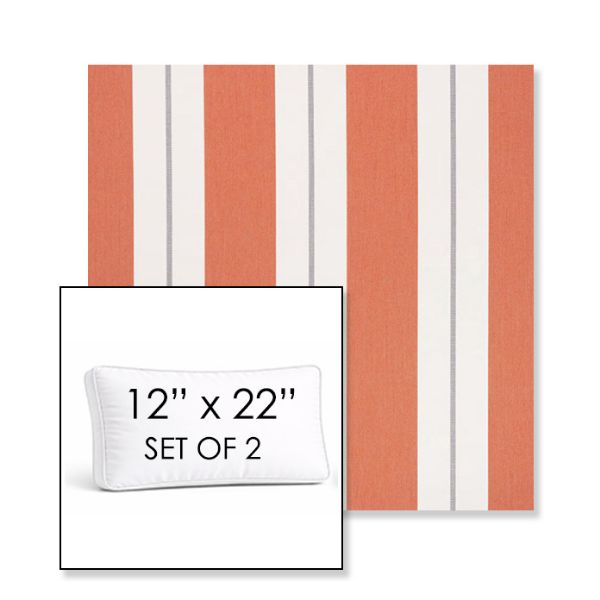 Picture of Relate Persimmon | Set of 2 | 12" x 22" Sunbrella Boxed Outdoor Throw Pillows with Premium Inserts