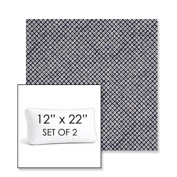 Picture of Shibori Indigo | Set of 2 | 12" x 22" Sunbrella Boxed Outdoor Throw Pillows with Premium Inserts