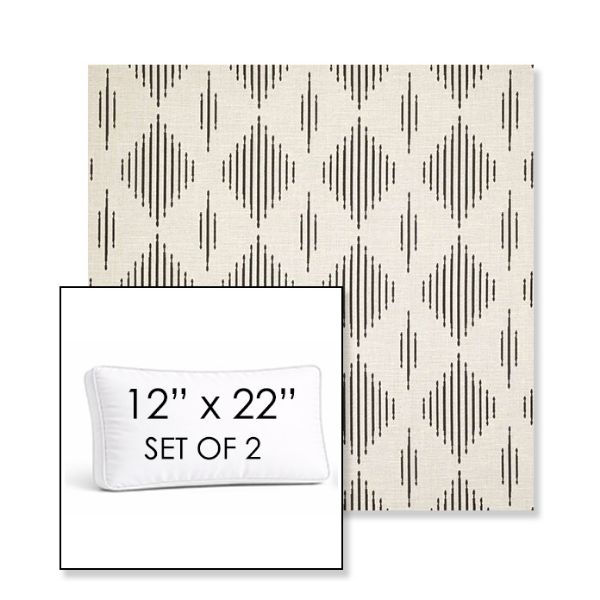 Picture of Spinner Diamond Onyx | Set of 2 | 12" x 22" Sunbrella Boxed Outdoor Throw Pillows with Premium Inserts
