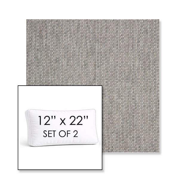Picture of Tailored Fog | Set of 2 | 12" x 22" Sunbrella Boxed Outdoor Throw Pillows with Premium Inserts