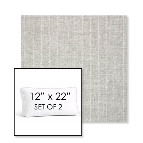 Picture of Ticking Fog | Set of 2 | 12" x 22" Sunbrella Boxed Outdoor Throw Pillows with Premium Inserts