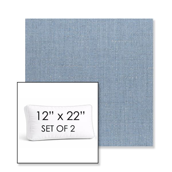 Picture of Willa Chambray | Set of 2 | 12" x 22" Sunbrella Boxed Outdoor Throw Pillows with Premium Inserts