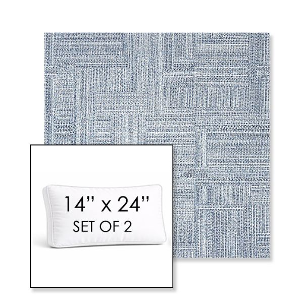 Picture of Boro Indigo | Set of 2 | 14" x 24" Sunbrella Boxed Outdoor Throw Pillows with Premium Inserts