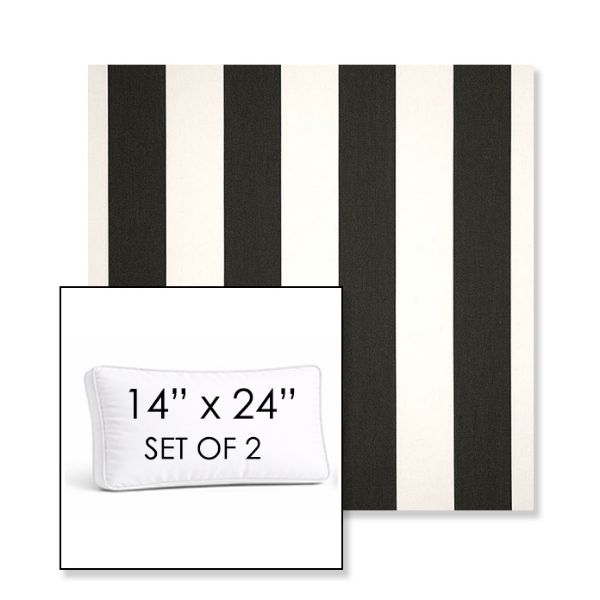 Picture of Cabana Classic | Set of 2 | 14" x 24" Sunbrella Boxed Outdoor Throw Pillows with Premium Inserts