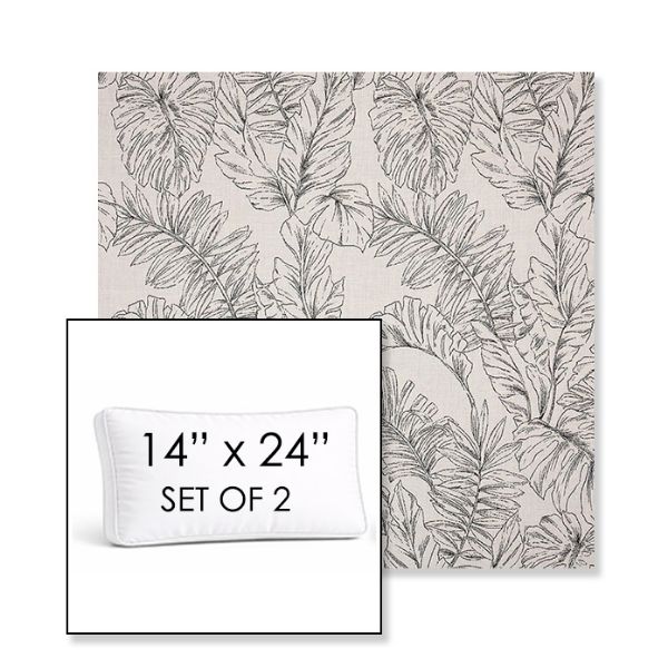 Picture of Calm Graphite | Set of 2 | 14" x 24" Sunbrella Boxed Outdoor Throw Pillows with Premium Inserts