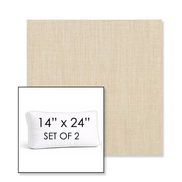Picture of Canvas Flax | Set of 2 | 14" x 24" Sunbrella Boxed Outdoor Throw Pillows with Premium Inserts