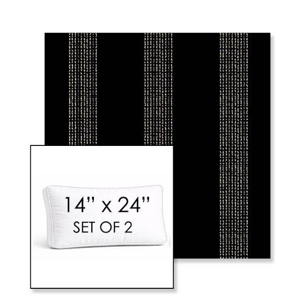 Picture of Caper Onyx | Set of 2 | 14" x 24" Sunbrella Boxed Outdoor Throw Pillows with Premium Inserts