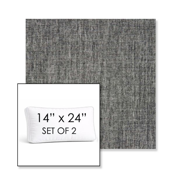 Picture of Crush Pewter | Set of 2 | 14" x 24" Sunbrella Boxed Outdoor Throw Pillows with Premium Inserts