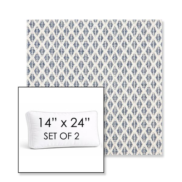 Picture of Detail Denim | Set of 2 | 14" x 24" Sunbrella Boxed Outdoor Throw Pillows with Premium Inserts