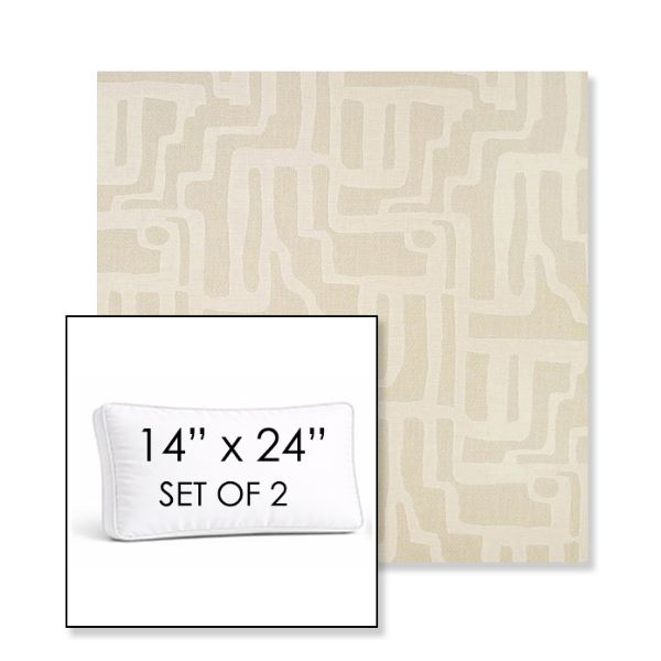Picture of Escher Alabaster | Set of 2 | 14" x 24" Sunbrella Boxed Outdoor Throw Pillows with Premium Inserts