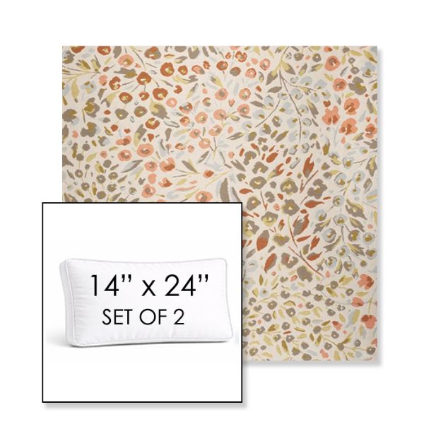 Picture of Flora Sunset | Set of 2 | 14" x 24" Sunbrella Boxed Outdoor Throw Pillows with Premium Inserts