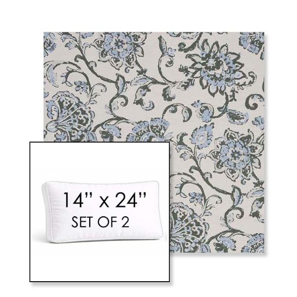 Picture of Martha Floral Periwinkle | Set of 2 | 14" x 24" Sunbrella Boxed Outdoor Throw Pillows with Premium Inserts