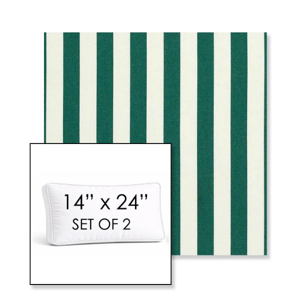 Picture of Mason Forest Green | Set of 2 | 14" x 24" Sunbrella Boxed Outdoor Throw Pillows with Premium Inserts