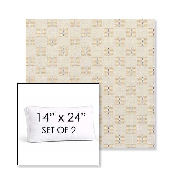 Picture of Mend Saffron | Set of 2 | 14" x 24" Sunbrella Boxed Outdoor Throw Pillows with Premium Inserts