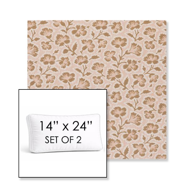 Picture of Mia Peach | Set of 2 | 14" x 24" Sunbrella Boxed Outdoor Throw Pillows with Premium Inserts