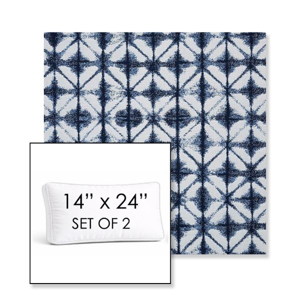 Picture of Midori Indigo | Set of 2 | 14" x 24" Sunbrella Boxed Outdoor Throw Pillows with Premium Inserts