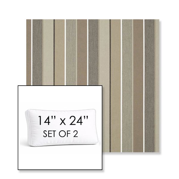 Picture of Milano Char | Set of 2 | 14" x 24" Sunbrella Boxed Outdoor Throw Pillows with Premium Inserts