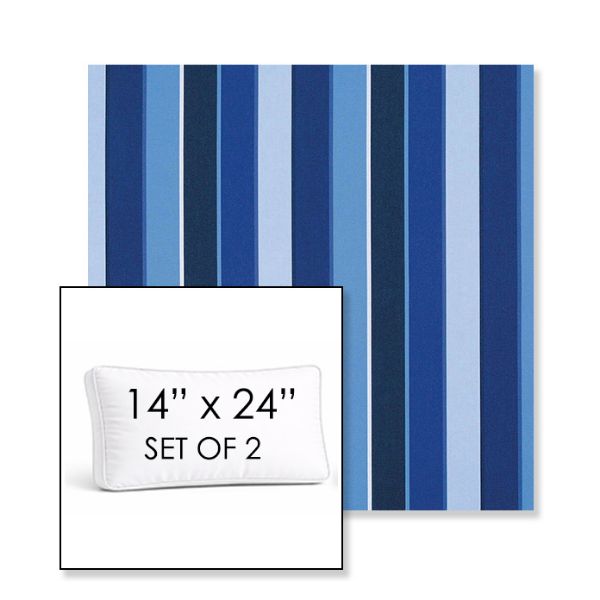 Picture of Milano Cobalt | Set of 2 | 14" x 24" Sunbrella Boxed Outdoor Throw Pillows with Premium Inserts