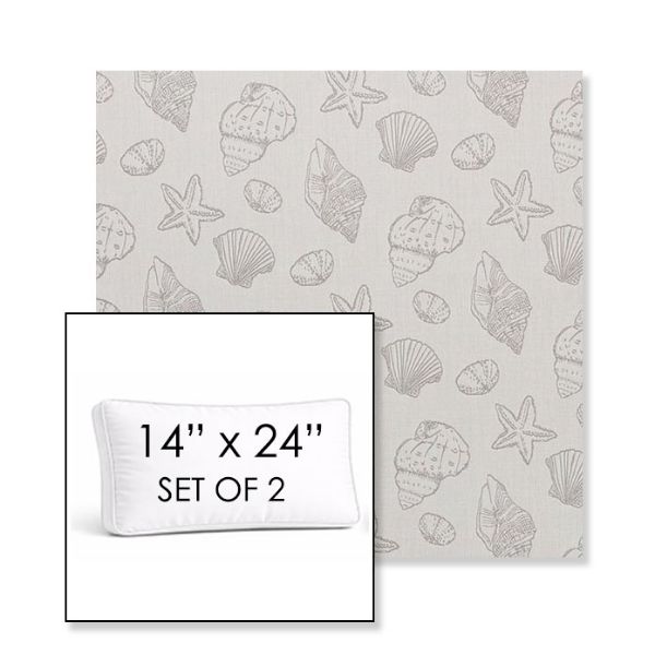 Picture of Nantucket Fossil | Set of 2 | 14" x 24" Sunbrella Boxed Outdoor Throw Pillows with Premium Inserts