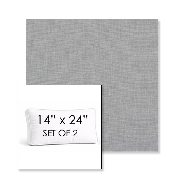 Picture of Natte Grey Chine | Set of 2 | 14" x 24" Sunbrella Boxed Outdoor Throw Pillows with Premium Inserts
