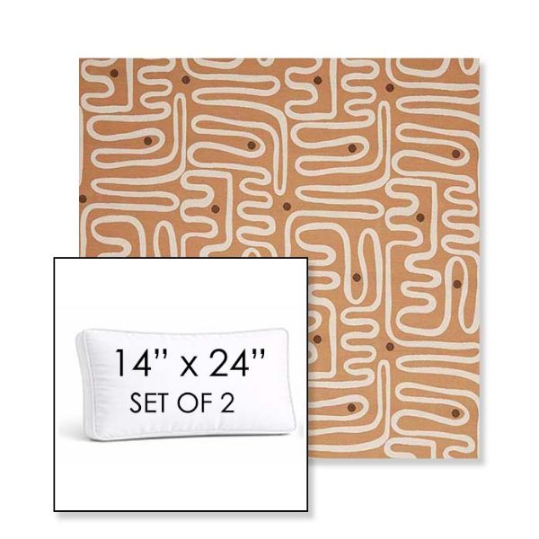 Picture of Nema Peachwood | Set of 2 | 14" x 24" Sunbrella Boxed Outdoor Throw Pillows with Premium Inserts