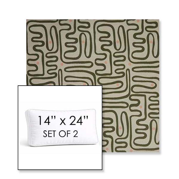 Picture of Nema Sagebrush | Set of 2 | 14" x 24" Sunbrella Boxed Outdoor Throw Pillows with Premium Inserts