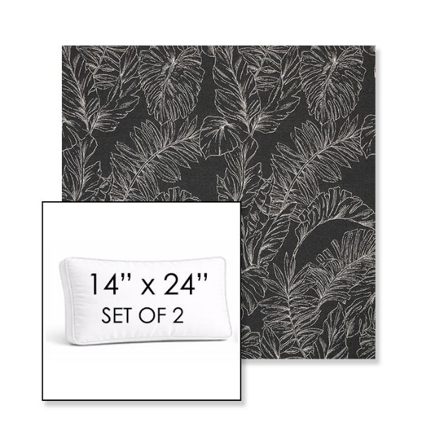 Picture of Palma Shadow | Set of 2 | 14" x 24" Sunbrella Boxed Outdoor Throw Pillows with Premium Inserts