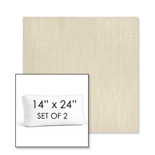 Picture of Pique Flax | Set of 2 | 14" x 24" Sunbrella Boxed Outdoor Throw Pillows with Premium Inserts