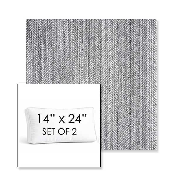 Picture of Posh Graphite | Set of 2 | 14" x 24" Sunbrella Boxed Outdoor Throw Pillows with Premium Inserts