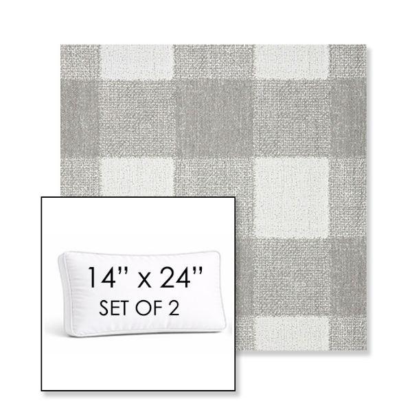 Picture of Preso Pebble | Set of 2 | 14" x 24" Sunbrella Boxed Outdoor Throw Pillows with Premium Inserts