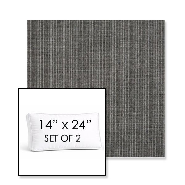 Picture of Proven Charcoal | Set of 2 | 14" x 24" Sunbrella Boxed Outdoor Throw Pillows with Premium Inserts