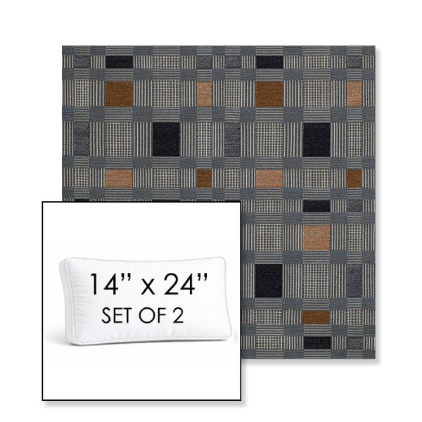 Picture of Rubix Vintage Denim | Set of 2 | 14" x 24" Sunbrella Boxed Outdoor Throw Pillows with Premium Inserts