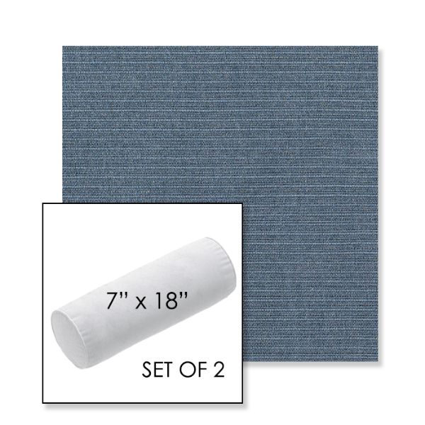 Picture of Ambrose Denim | Set of 2 | 7" x 18" Sunbrella Outdoor Bolster Pillows with Premium Inserts