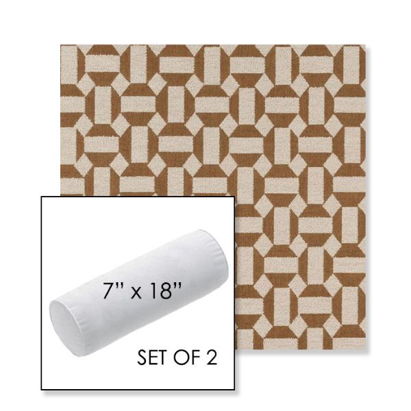 Picture of Assemble Teak | Set of 2 | 7" x 18" Sunbrella Outdoor Bolster Pillows with Premium Inserts