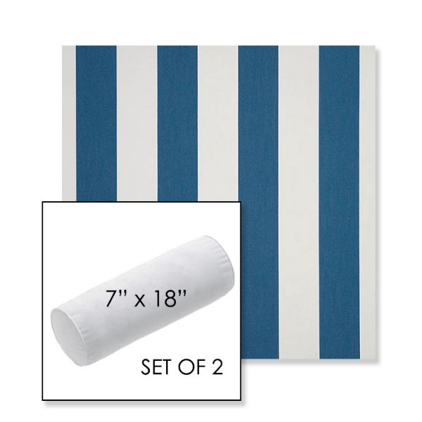 Picture of Cabana Regatta | Set of 2 | 7" x 18" Sunbrella Outdoor Bolster Pillows with Premium Inserts