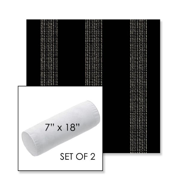 Picture of Caper Onyx | Set of 2 | 7" x 18" Sunbrella Outdoor Bolster Pillows with Premium Inserts
