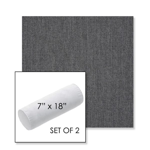 Picture of Cast Charcoal | Set of 2 | 7" x 18" Sunbrella Outdoor Bolster Pillows with Premium Inserts
