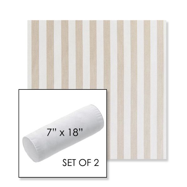 Picture of Costa Driftwood | Set of 2 | 7" x 18" Sunbrella Outdoor Bolster Pillows with Premium Inserts